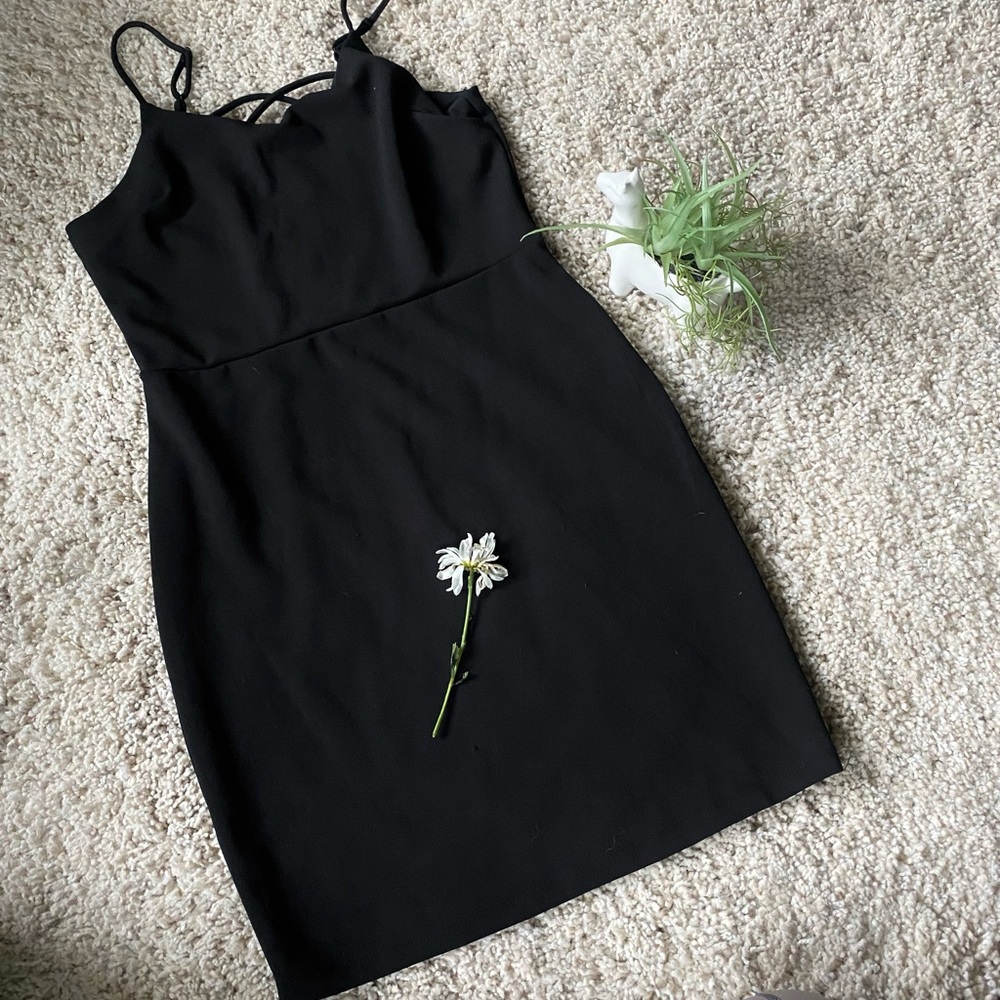 Papaya crisscross cute simple black dress Mini/midi cute evening summer …